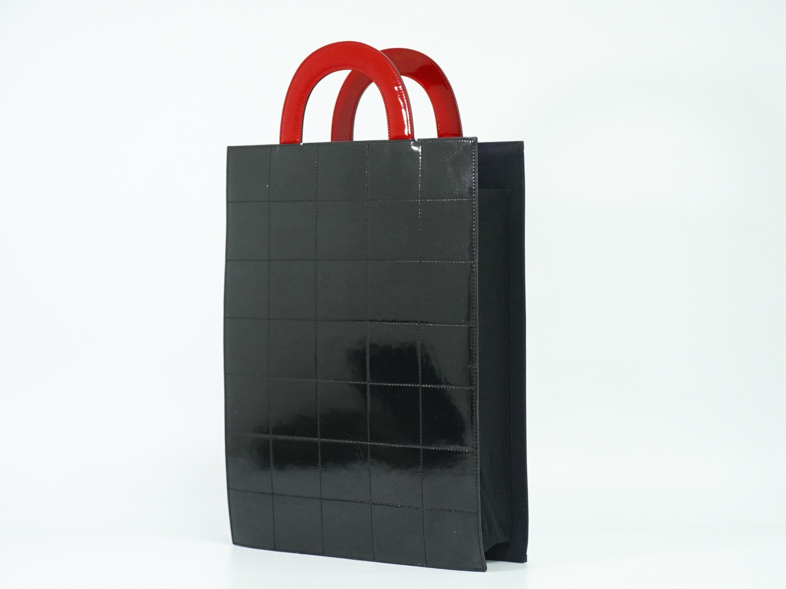 Chanel Vintage Portrait Tote Printed Leather and Quilted Patent, BLACK, PATENT_LEATHER, Tote bag