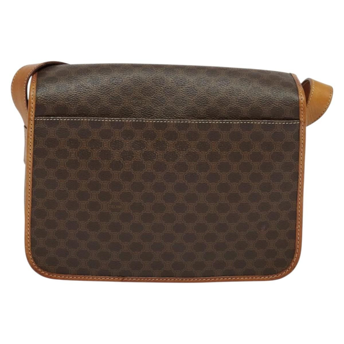 Celine Macadam Shoulder Bag PVC Leather, BROWN, CANVAS, Shoulder bag