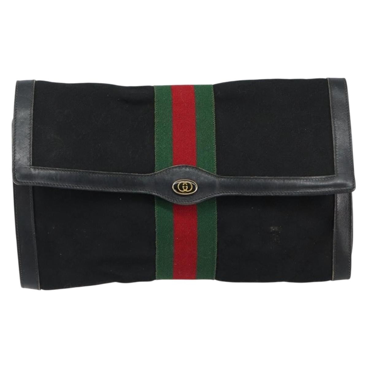 Gucci Sherry line pouch Canvas, BLACK, CANVAS, Clutche & pouche