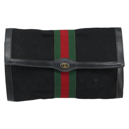 Gucci Sherry line pouch Canvas, BLACK, CANVAS, Clutche & pouche