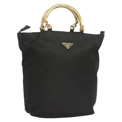 Prada Metal Handles Tote Tessuto, BLACK, NYLON, Handbag