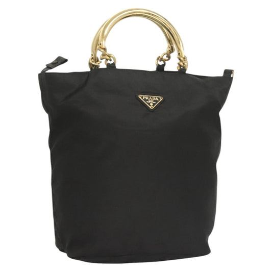 Prada Metal Handles Tote Tessuto, BLACK, NYLON, Handbag