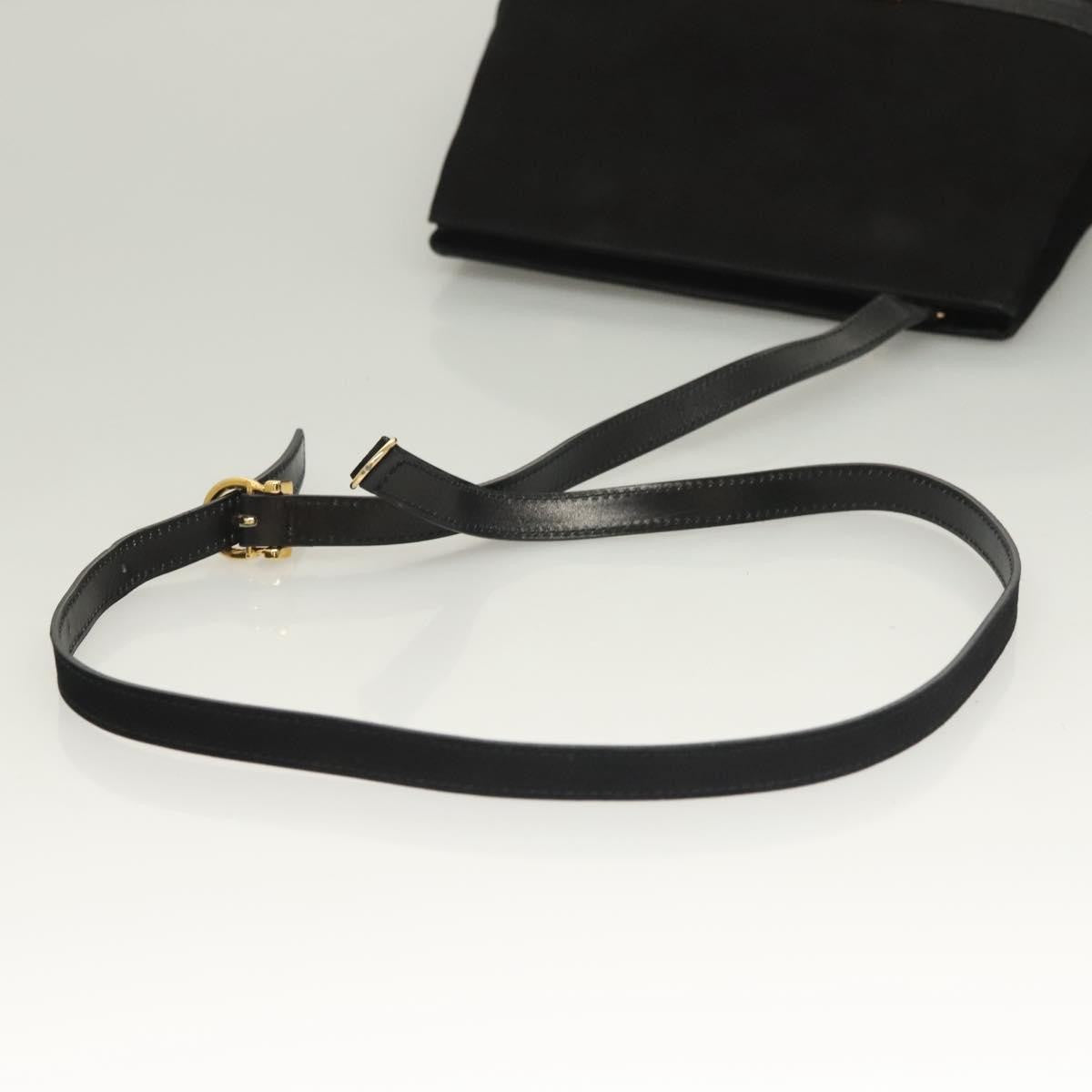 Salvatore Ferragamo Vala Shoulder Bag Suede, BLACK, SUEDE, Shoulder bag