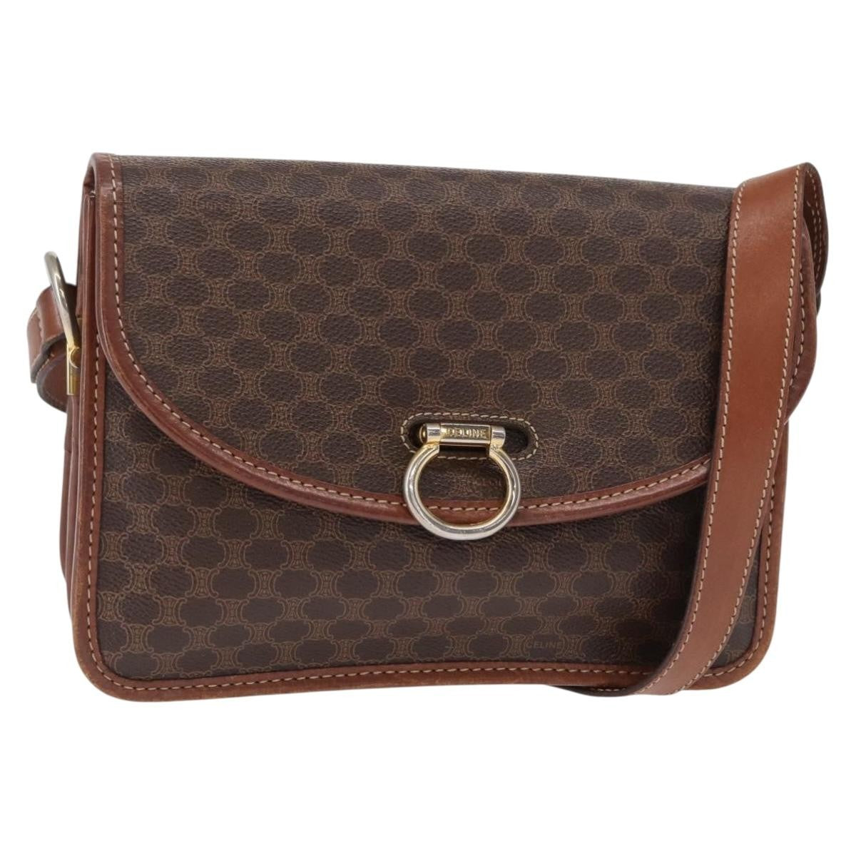 Celine Vintage Macadam Shoulder Bag Canvas, BROWN, CANVAS, Shoulder bag