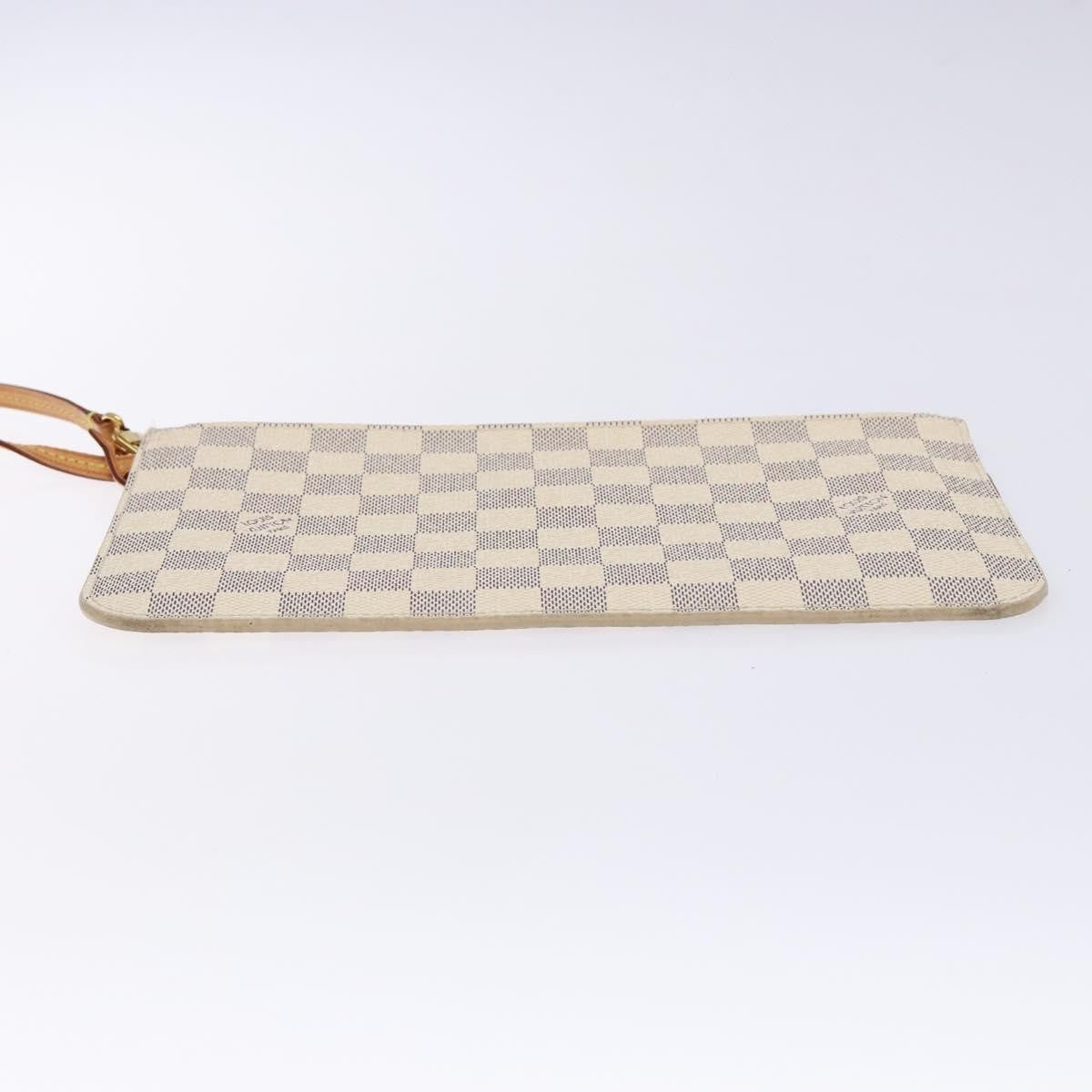 Louis Vuitton Neverfull Pochette Damier, WHITE, CANVAS, Clutche & pouche