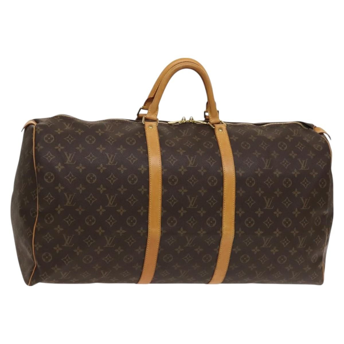 Louis Vuitton Keepall Bag Monogram Canvas, BROWN, CANVAS, Travel bag