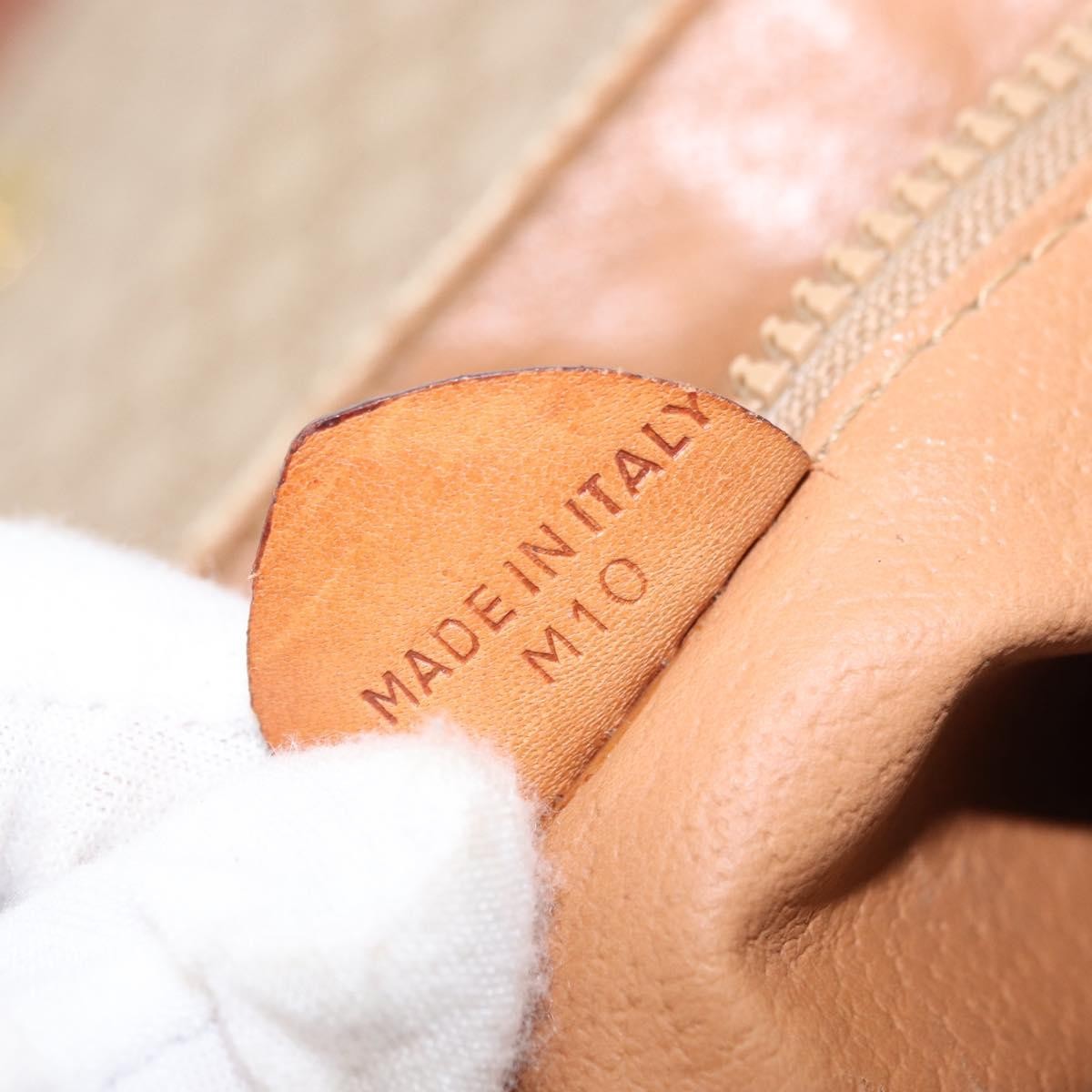 Celine Vintage Macadam Shoulder Bag Canvas and Leather, BEIGE, CANVAS, Shoulder bag