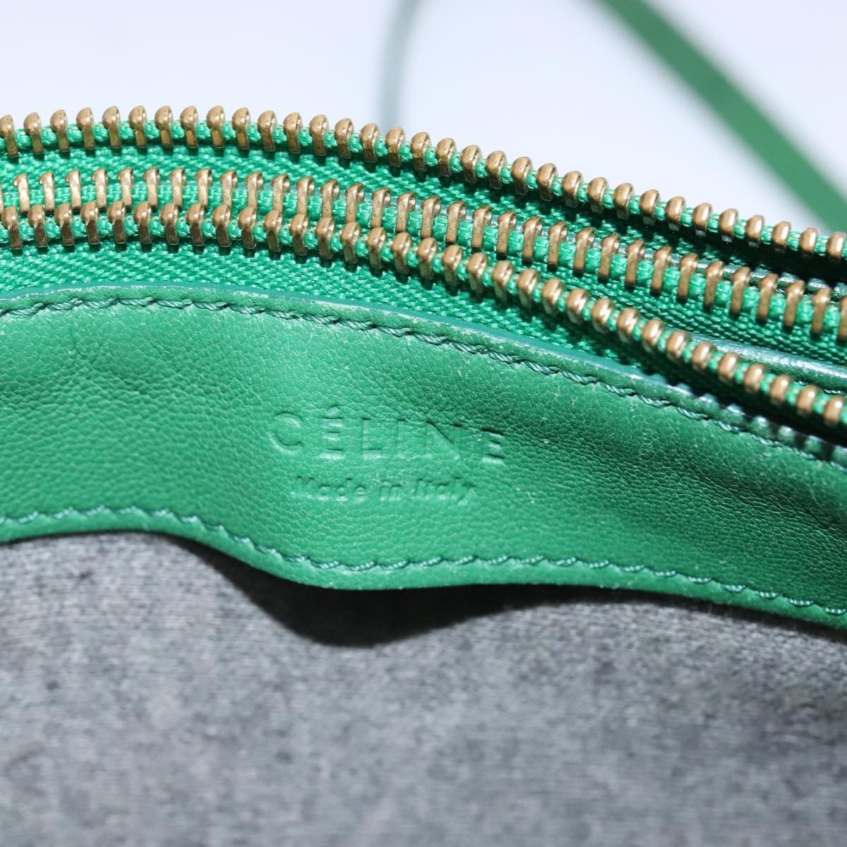 Celine Trio Crossbody Bag Leather, GREEN, LEATHER, Crossbody bag