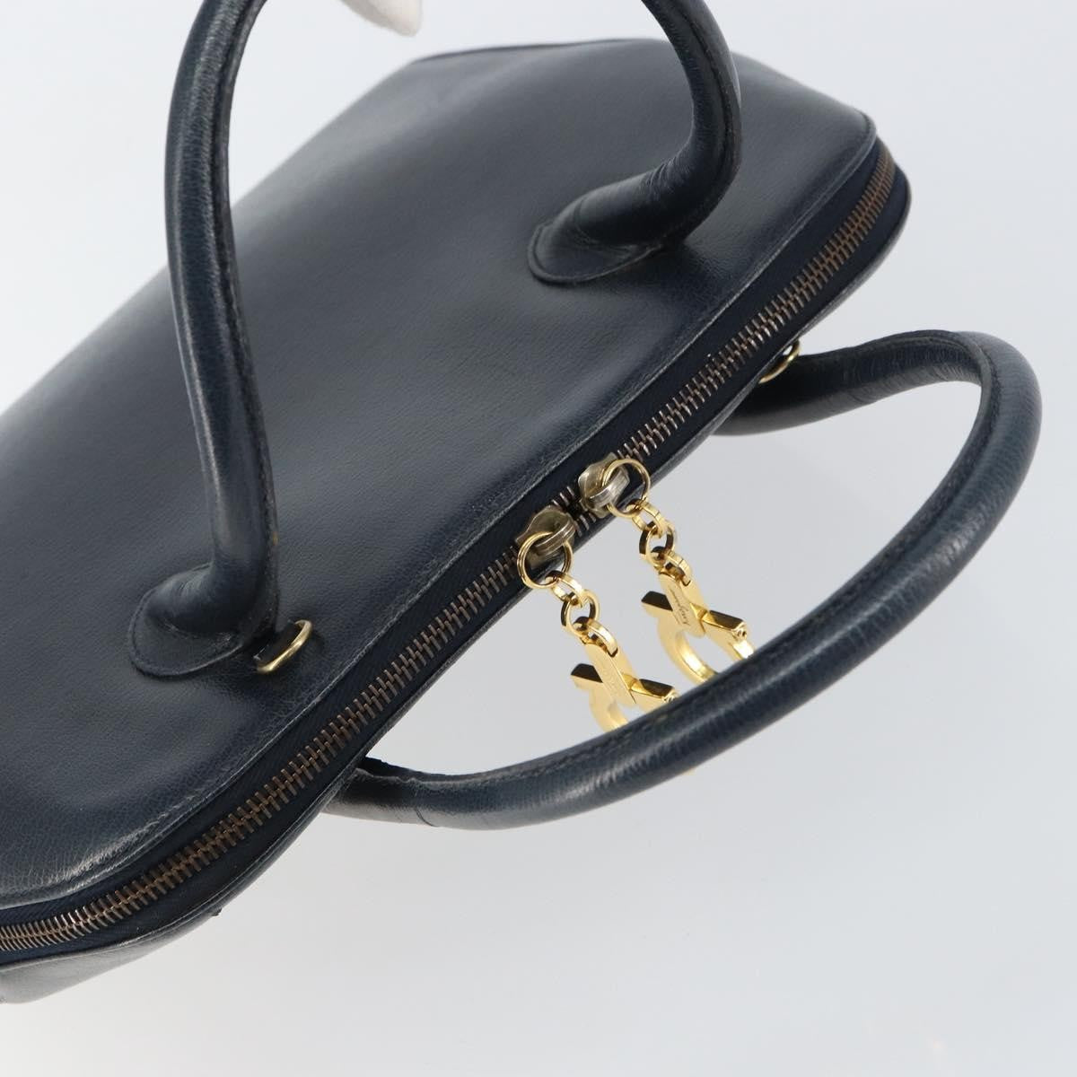 Salvatore Ferragamo Gancini handbag Leather, NAVY, LEATHER, Handbag