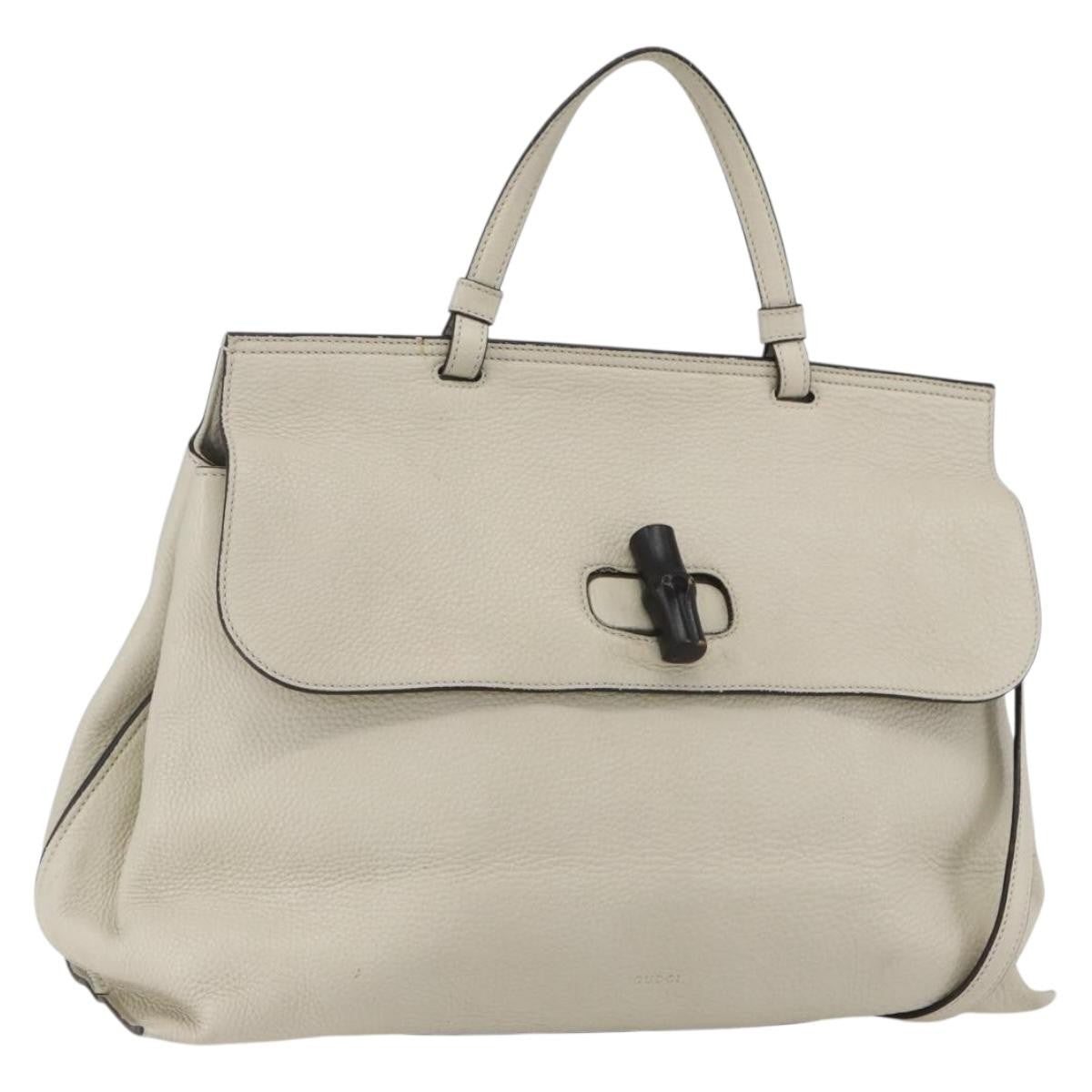 Gucci Bamboo Daily Top Handle Bag Leather, WHITE, LEATHER, Handbag