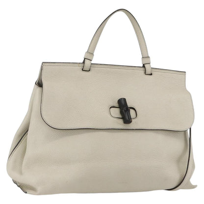 Gucci Bamboo Daily Top Handle Bag Leather, WHITE, LEATHER, Handbag