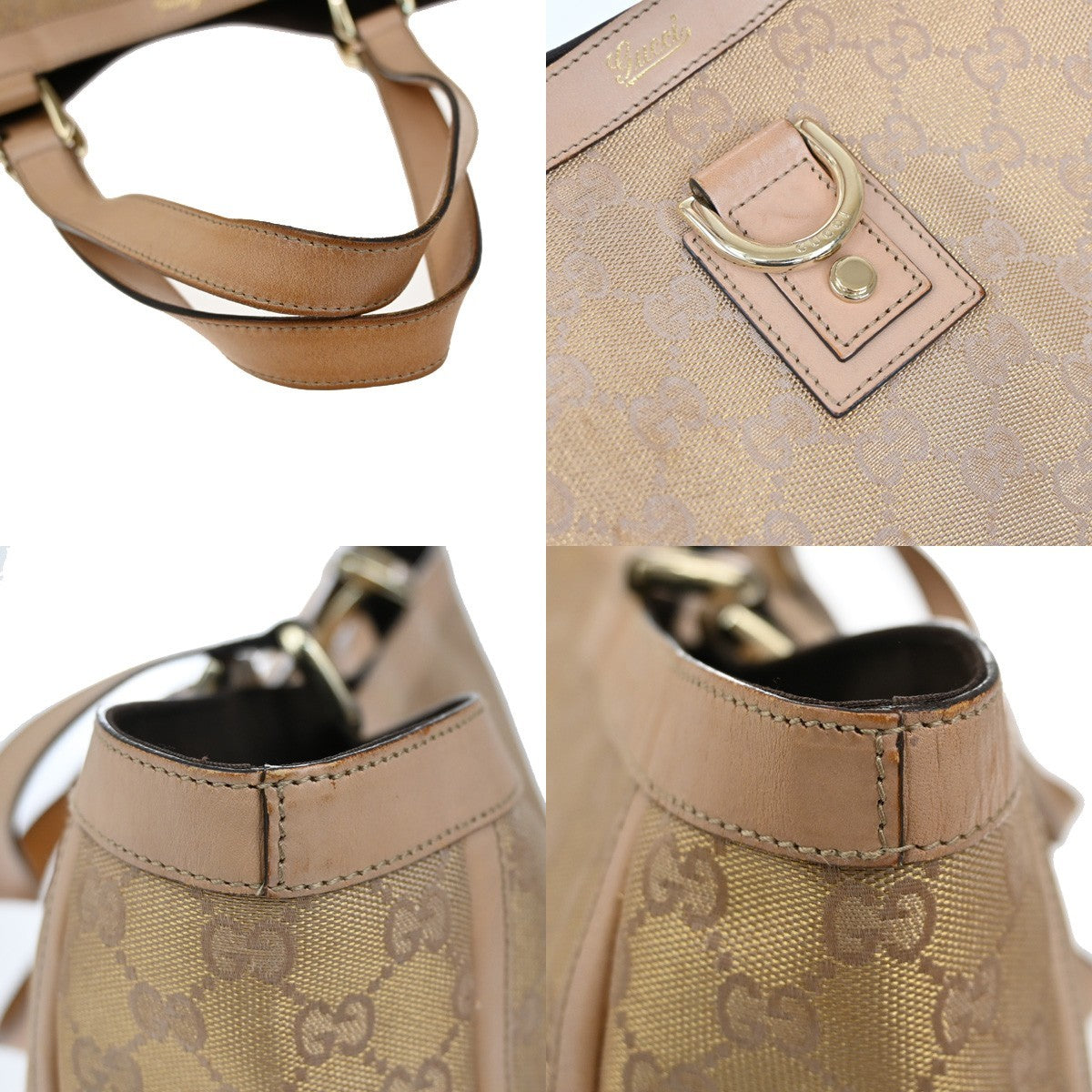 Gucci Abbey Tote GG Canvas with Leather, PINK, CANVAS, Tote bag