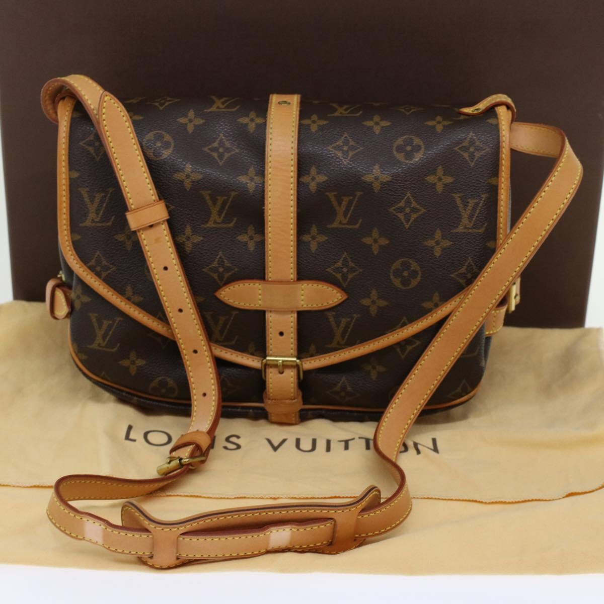 Louis Vuitton Saumur Handbag Monogram Canvas, BROWN, CANVAS, Shoulder bag