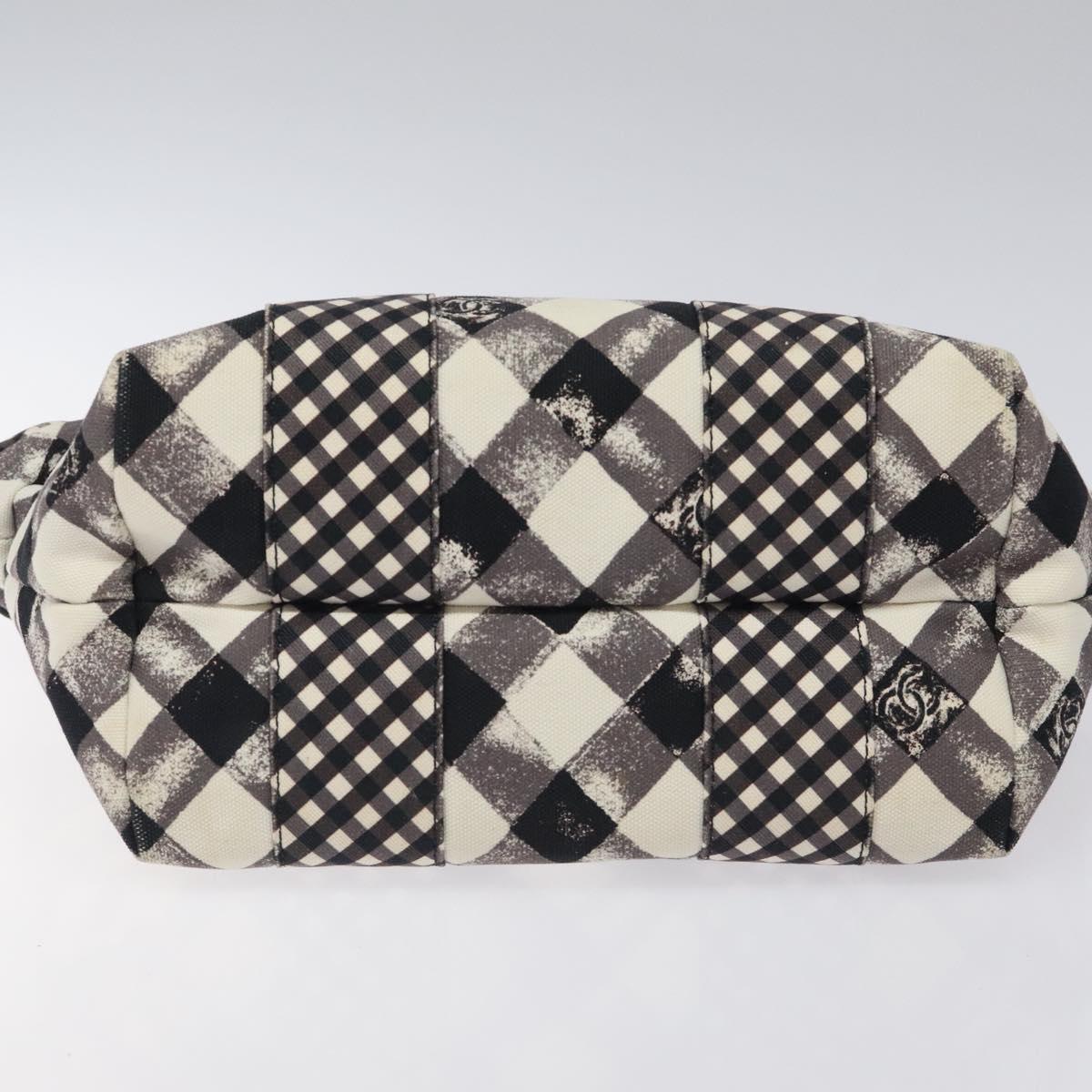 Chanel Top Handle Satchel Gingham Print Canvas, BLACK, CANVAS, Handbag