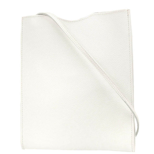 Hermes Onimaitou Handbag Leather, WHITE, LEATHER, Shoulder bag
