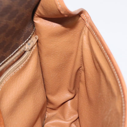 Celine Vintage Macadam Circle Logo Shoulder Bag Canvas and Leather, Brown, Canvas, Shoulder Bag