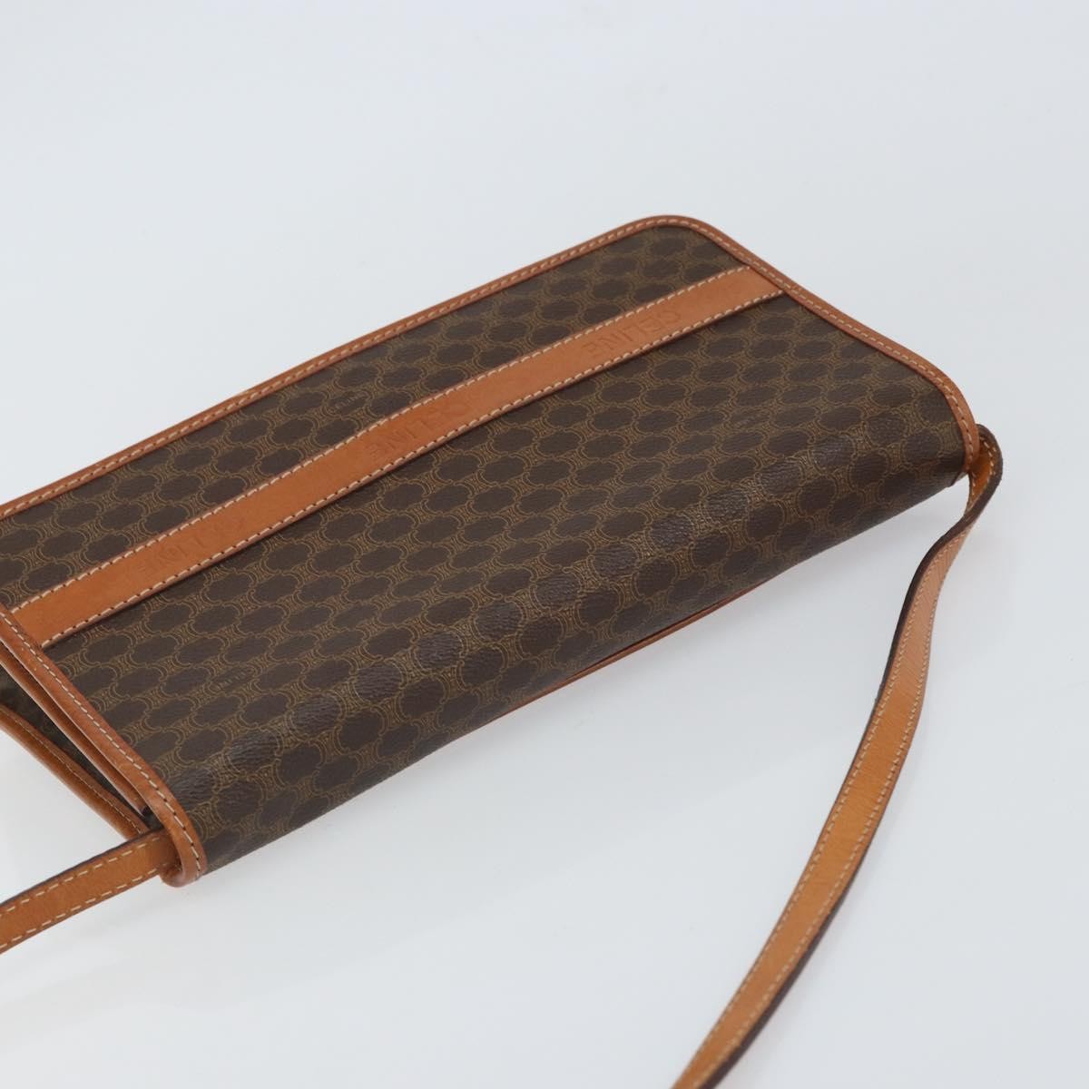 Celine Vintage Macadam Shoulder Bag Canvas and Leather, BROWN, CANVAS, Shoulder bag