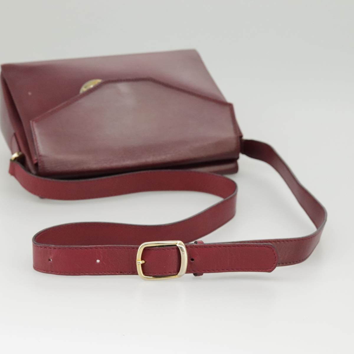 Celine Circle logo Leather, BURGUNDY, LEATHER, Shoulder bag