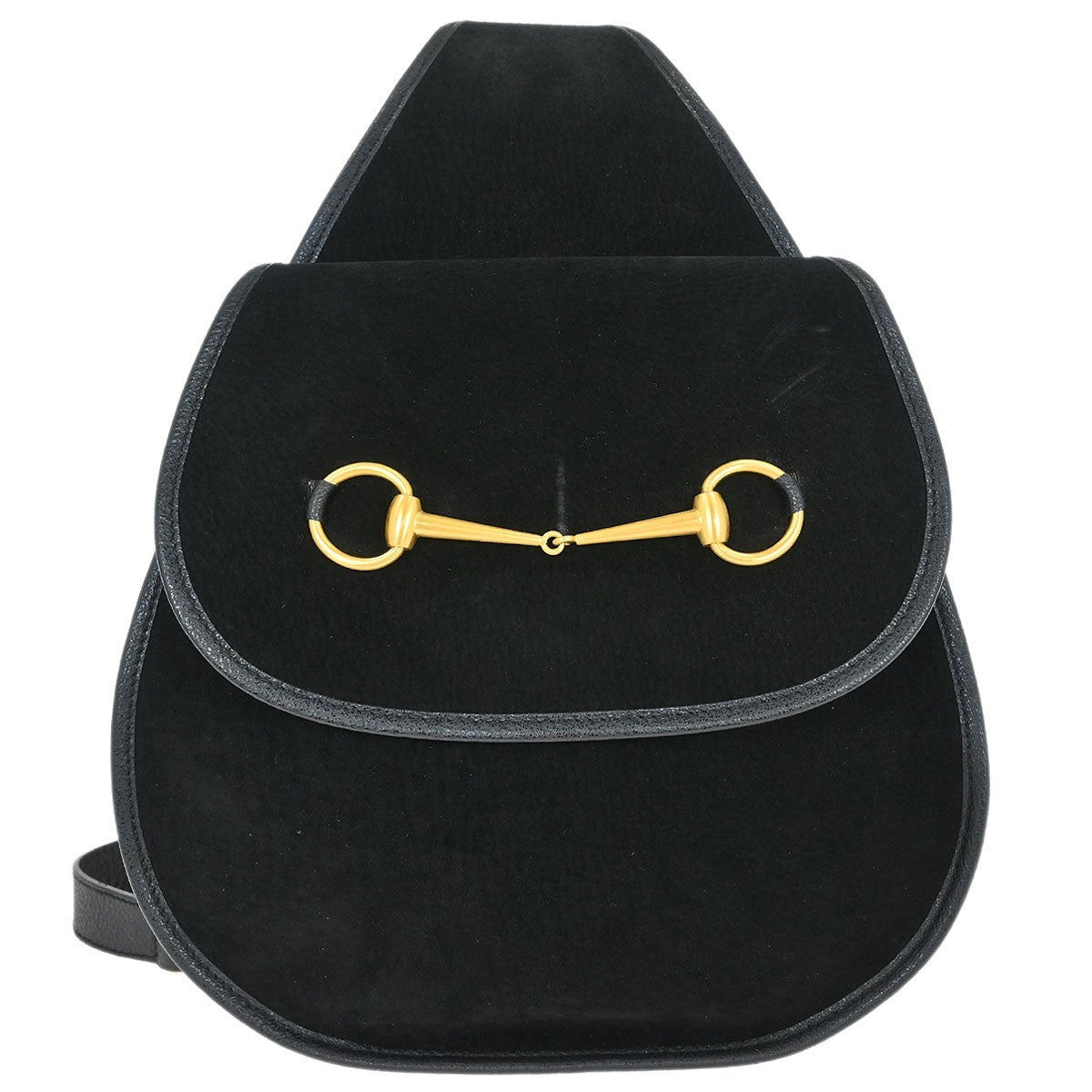 Gucci Vintage Horsebit Sling Bag Suede, BLACK, SUEDE, Shoulder bag