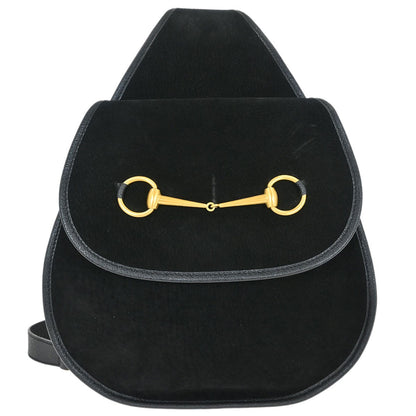 Gucci Vintage Horsebit Sling Bag Suede, BLACK, SUEDE, Shoulder bag