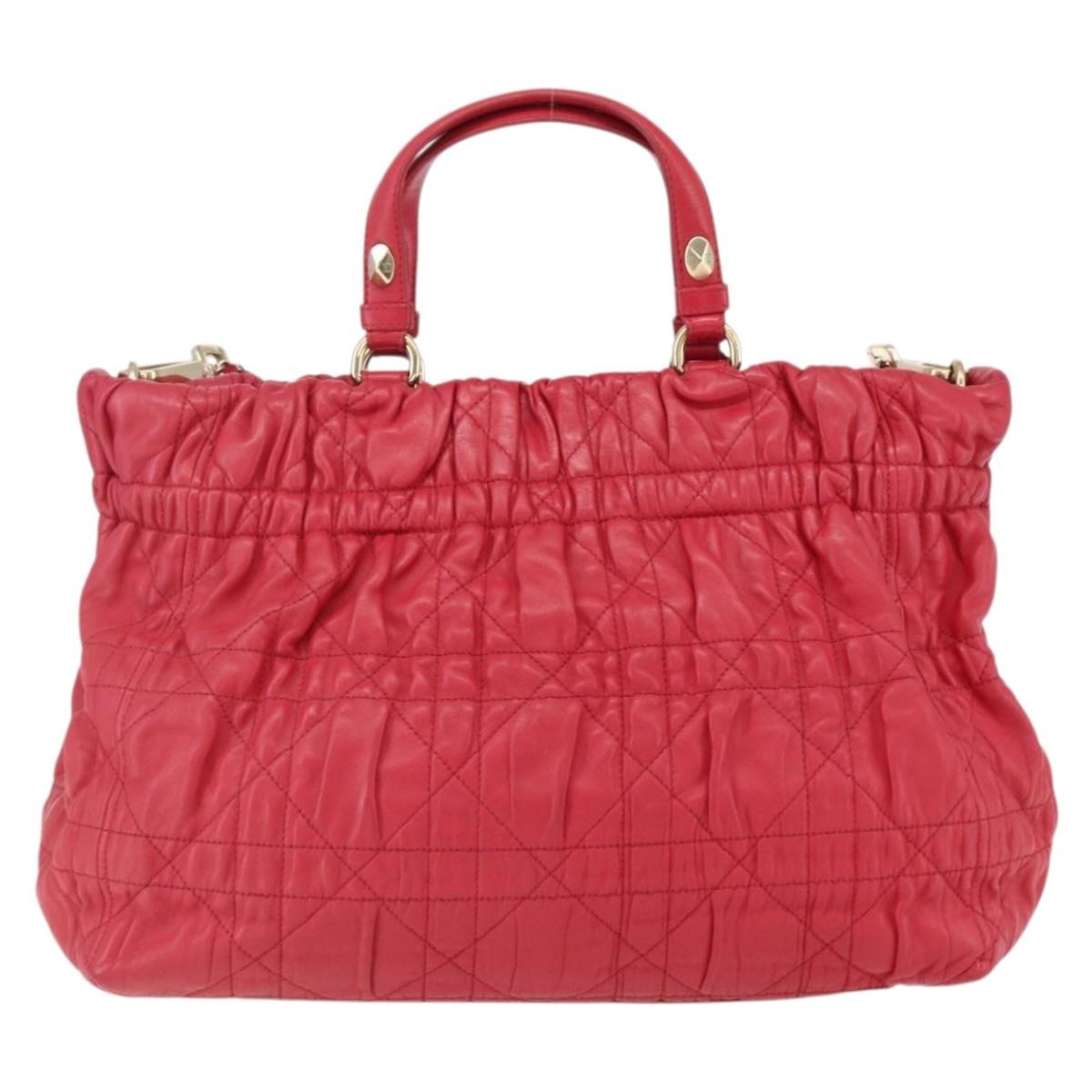 Christian Dior Delices Tote Cannage Quilt Leather, RED, LEATHER, Tote bag