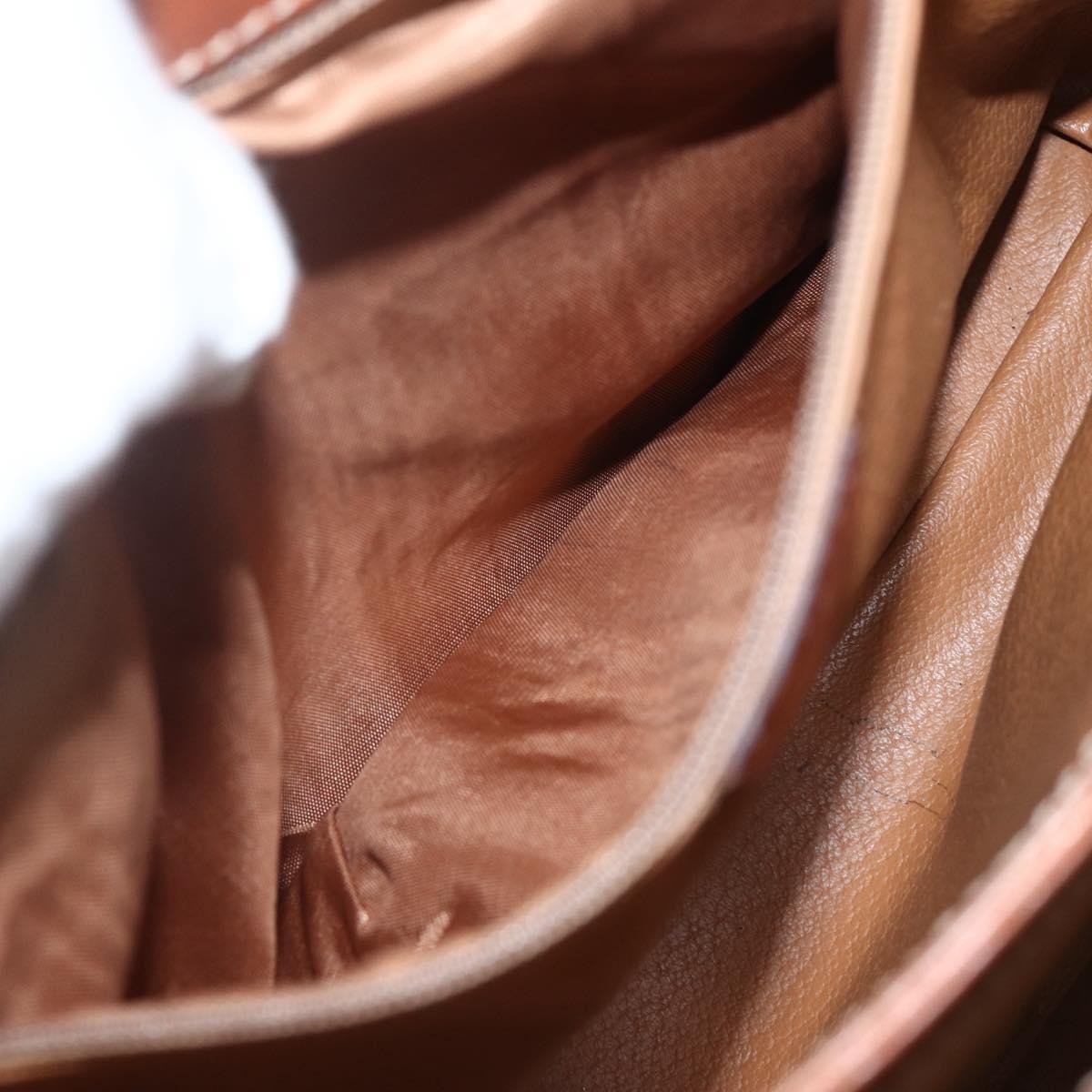 Celine Vintage Macadam Handbag Canvas and Leather, BEIGE, CANVAS, Handbag