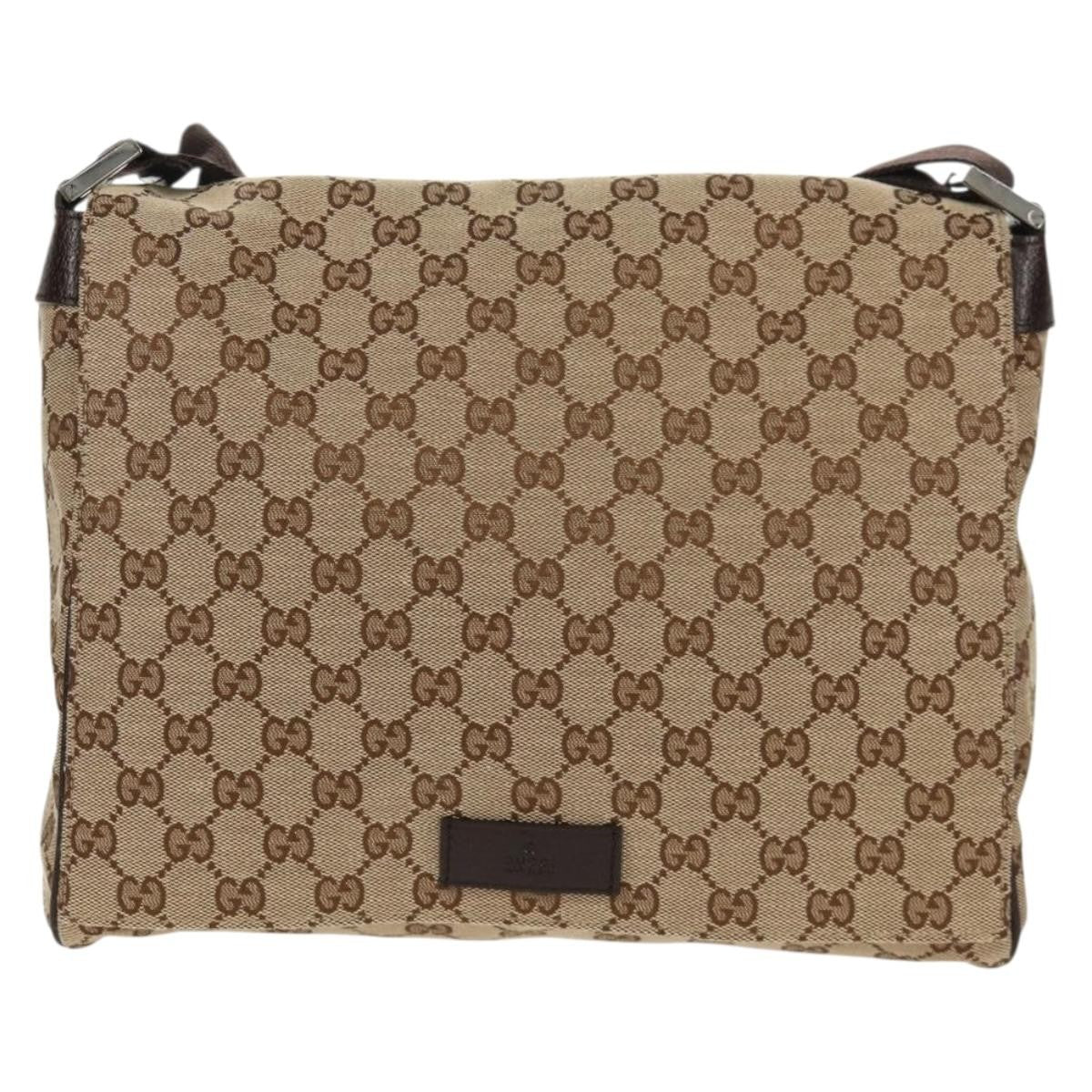 Gucci Flap Messenger GG Canvas, BEIGE, CANVAS, Shoulder bag