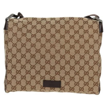 Gucci Flap Messenger GG Canvas, BEIGE, CANVAS, Shoulder bag