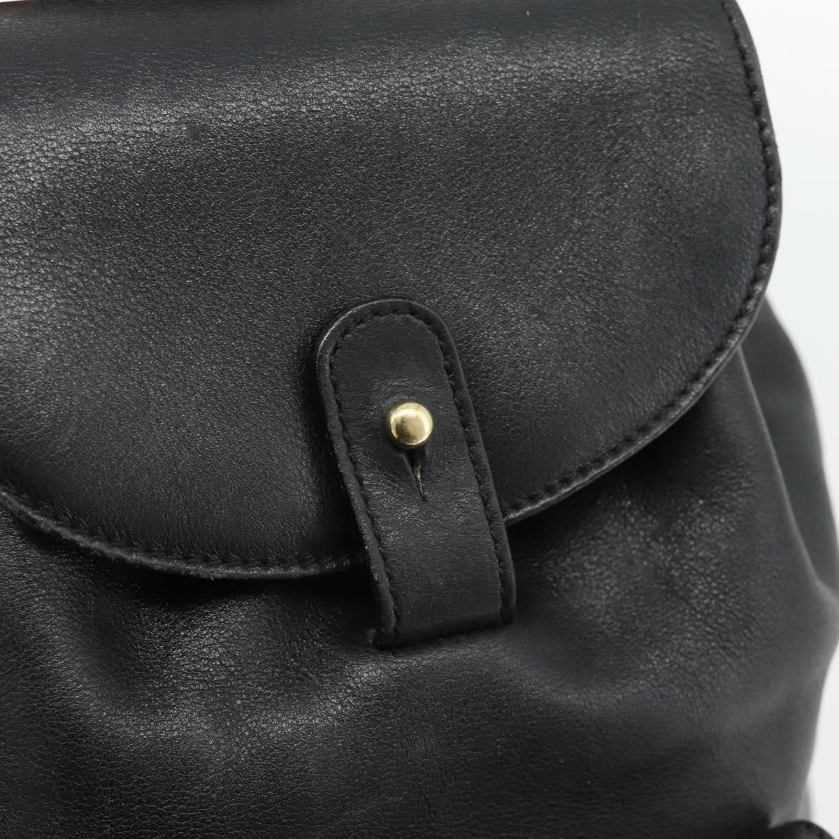 Gucci Vintage Bamboo Backpack Leather, Black, Leather, Backpack