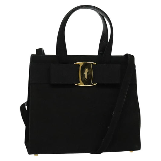 Salvatore Ferragamo Convertible Vara Bow Tote Suede, BLACK, SUEDE, Handbag