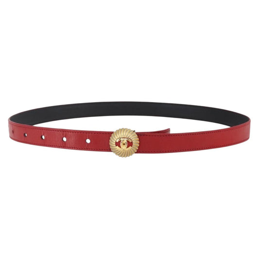 Chanel CC Round Button Belt Leather, RED, LEATHER, Belts