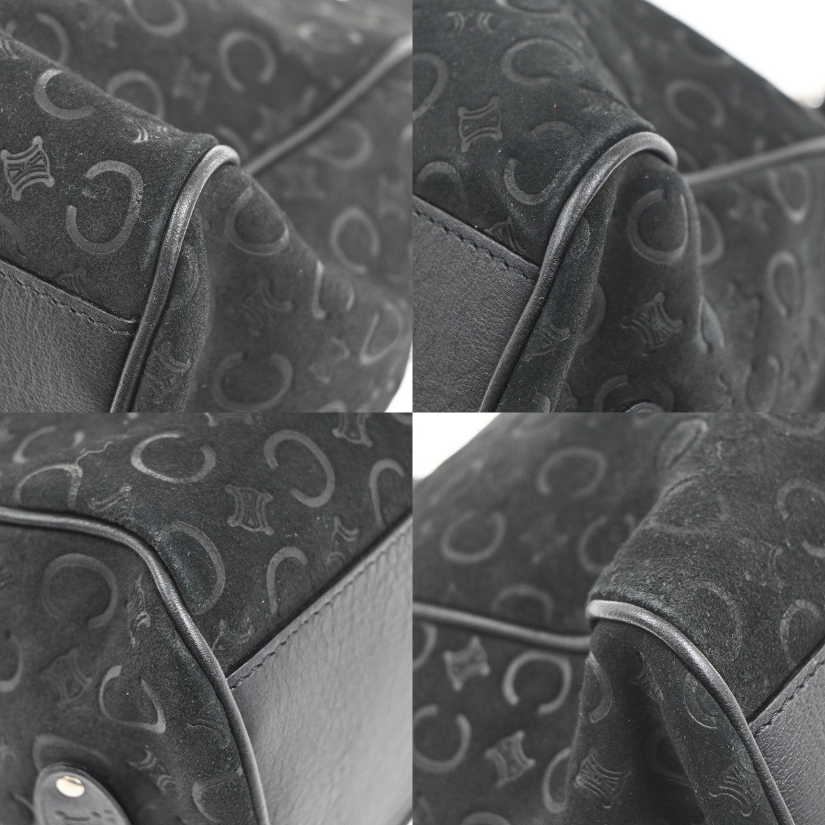 Celine C Macadam Handbag Suede, BLACK, SUEDE, Shoulder bag