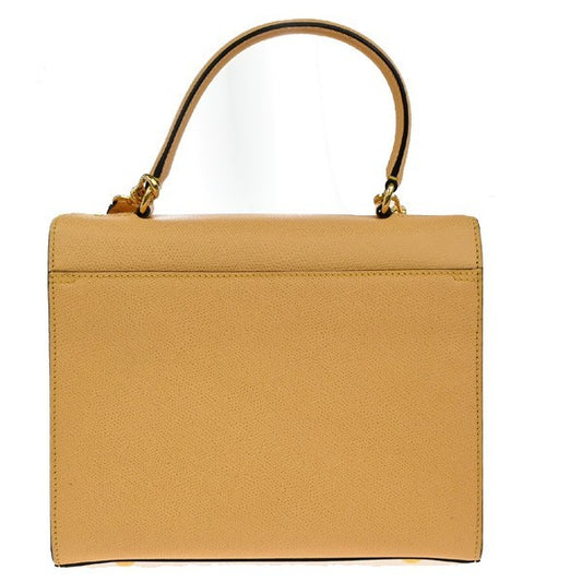 Celine Vintage Convertible Turnlock Top Handle Bag Leather, YELLOW, LEATHER, Handbag