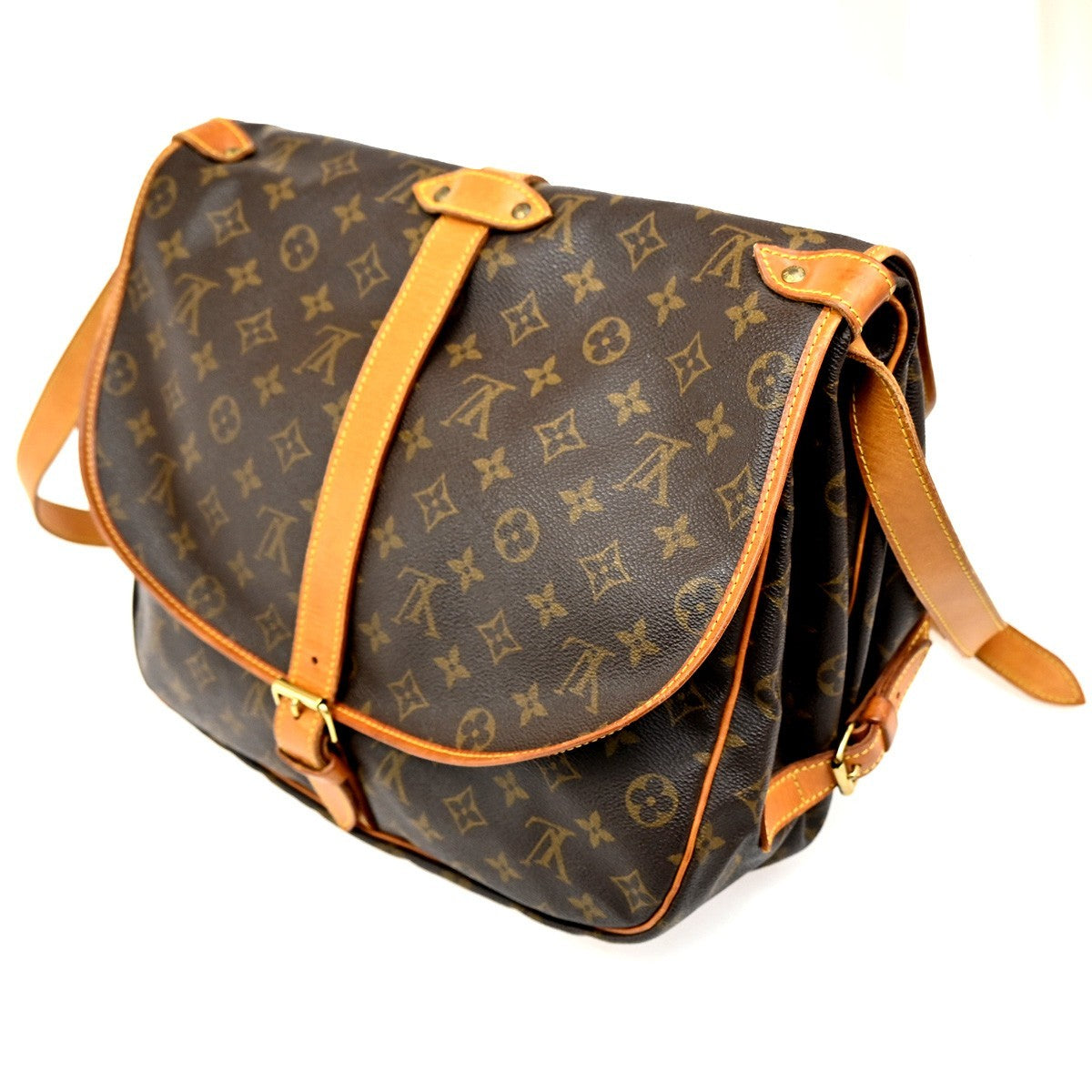 Louis Vuitton Saumur Handbag Monogram Canvas, Brown, Canvas, Shoulder Bag
