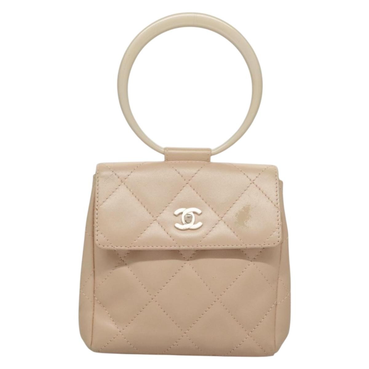 Chanel Vintage Clutch Leather, BEIGE, LEATHER, Clutche & pouche
