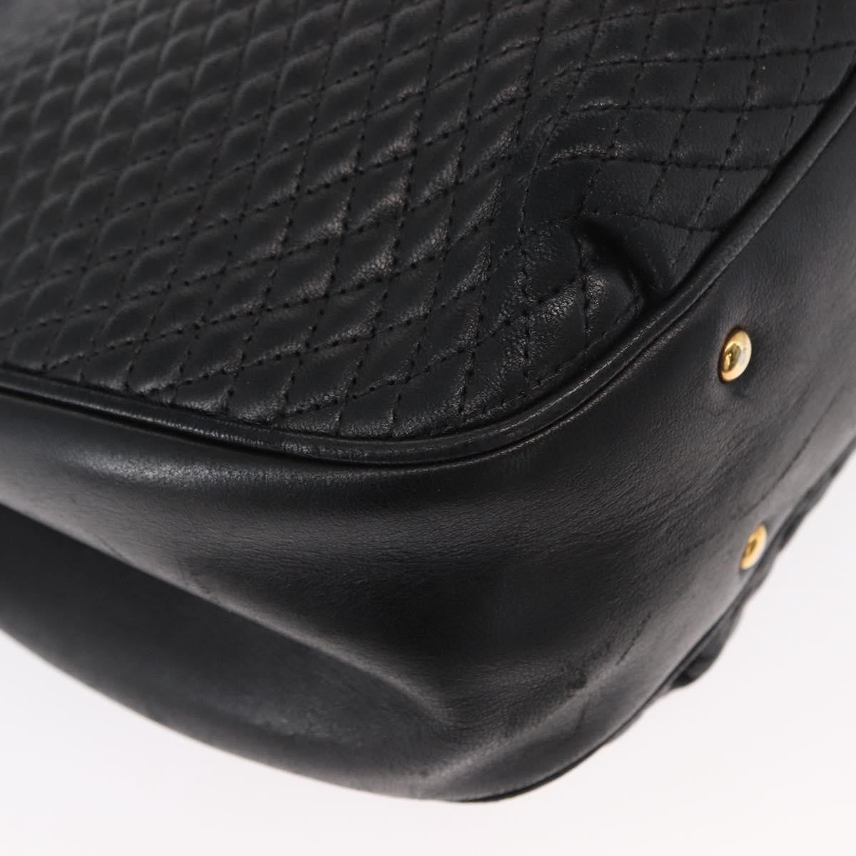 Bally Vintage Chain Shoulder Bag Quilted Leather, BLACK, LEATHER, Shoulder bag