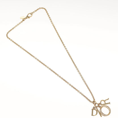 Christian Dior Logo Necklace Crystal Embellished Metal, GOLD, METAL, Necklace