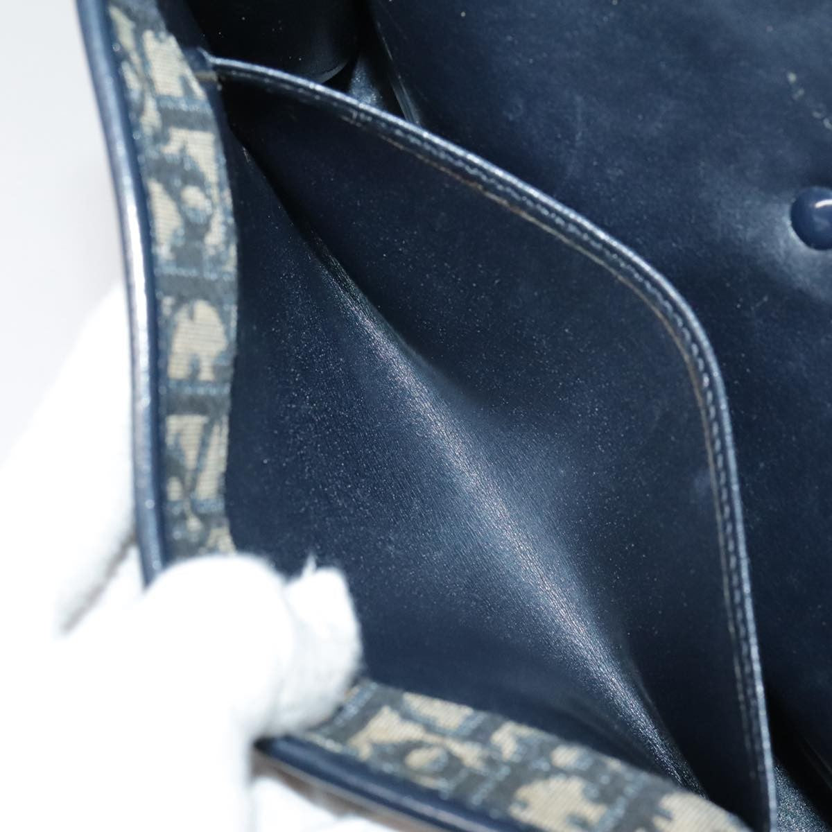 Christian Dior Vintage Flap Crossbody Bag Canvas, NAVY, CANVAS, Shoulder bag