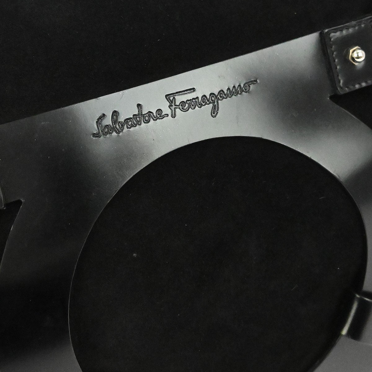 Salvatore Ferragamo Gancini handbag Suede, BLACK, SUEDE, Handbag