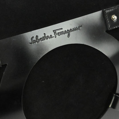 Salvatore Ferragamo Gancini handbag Suede, BLACK, SUEDE, Handbag