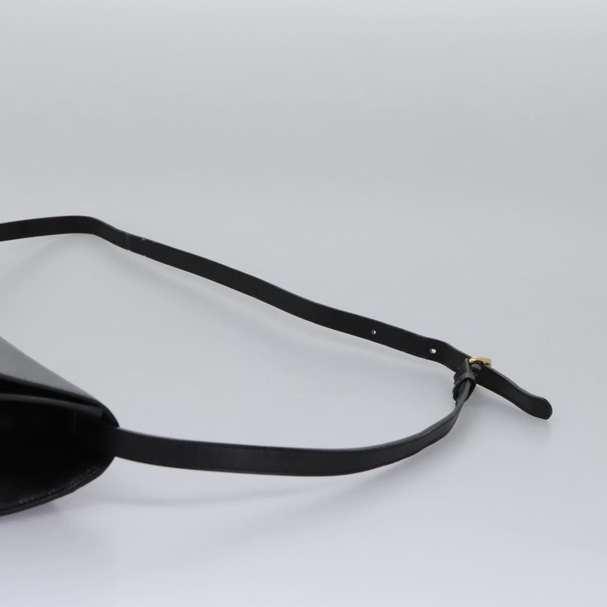 Celine Vintage Circle Logo Crossbody Bag Leather, BLACK, LEATHER, Crossbody bag