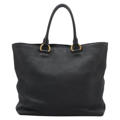 Prada Shopping Tote Vitello Daino, BLACK, LEATHER, Tote bag