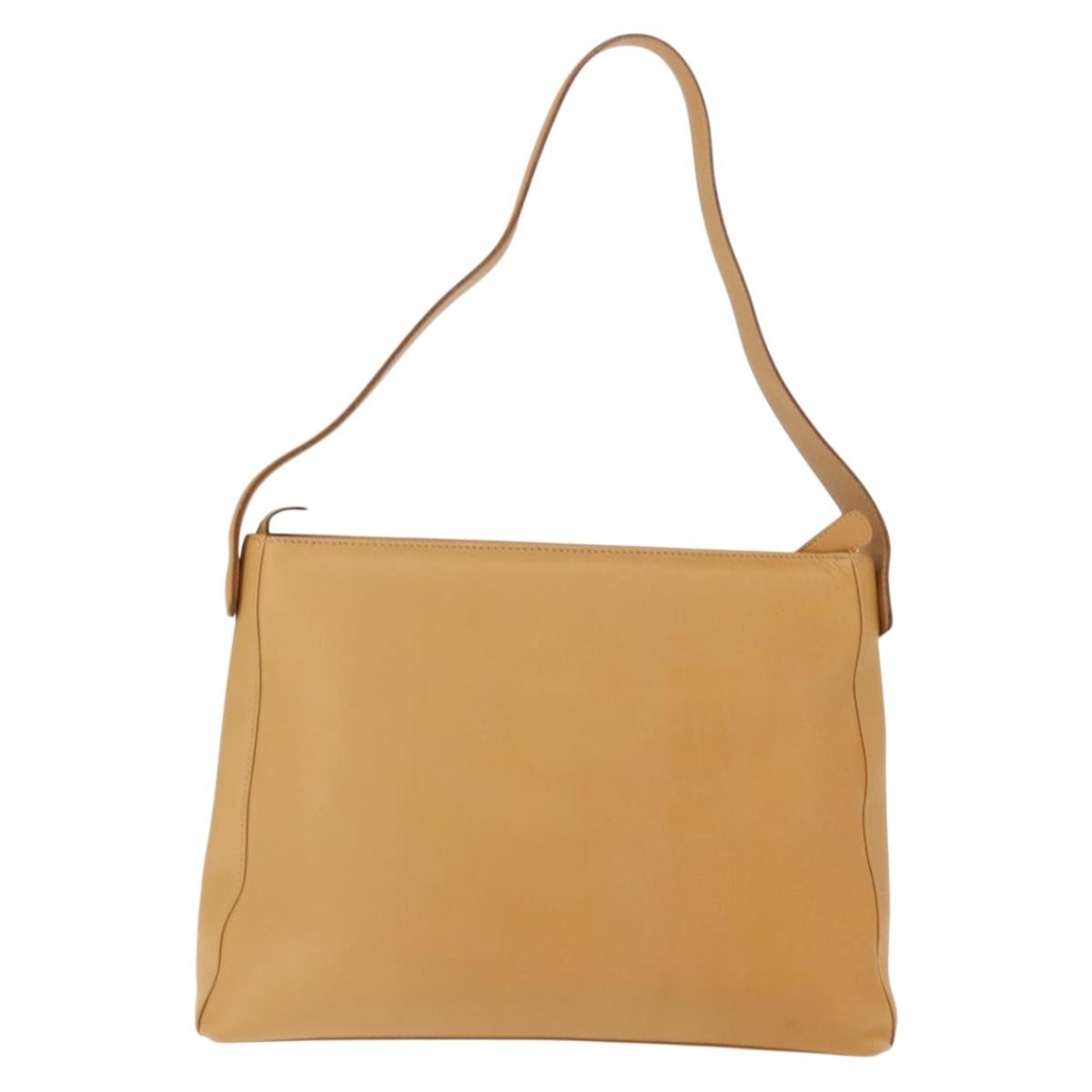 Salvatore Ferragamo Vintage Shoulder Bag Leather, BEIGE, LEATHER, Shoulder bag