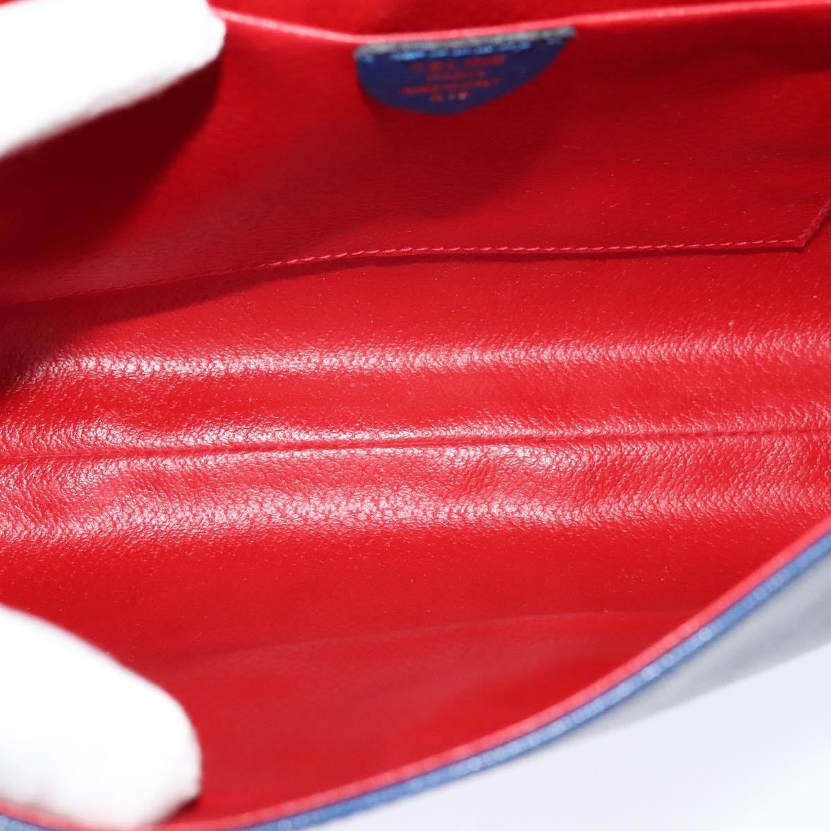 Celine Vintage Circle Logo Crossbody Bag Leather, BLUE, LEATHER, Crossbody bag