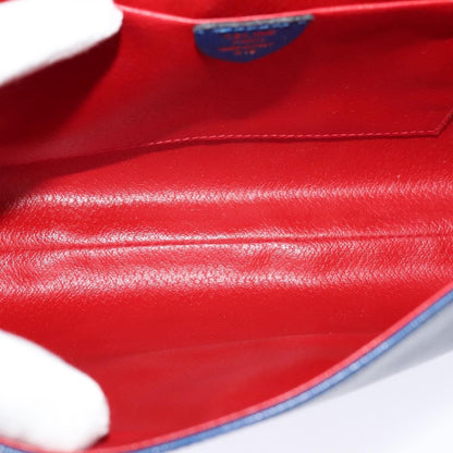 Celine Vintage Circle Logo Crossbody Bag Leather, BLUE, LEATHER, Crossbody bag