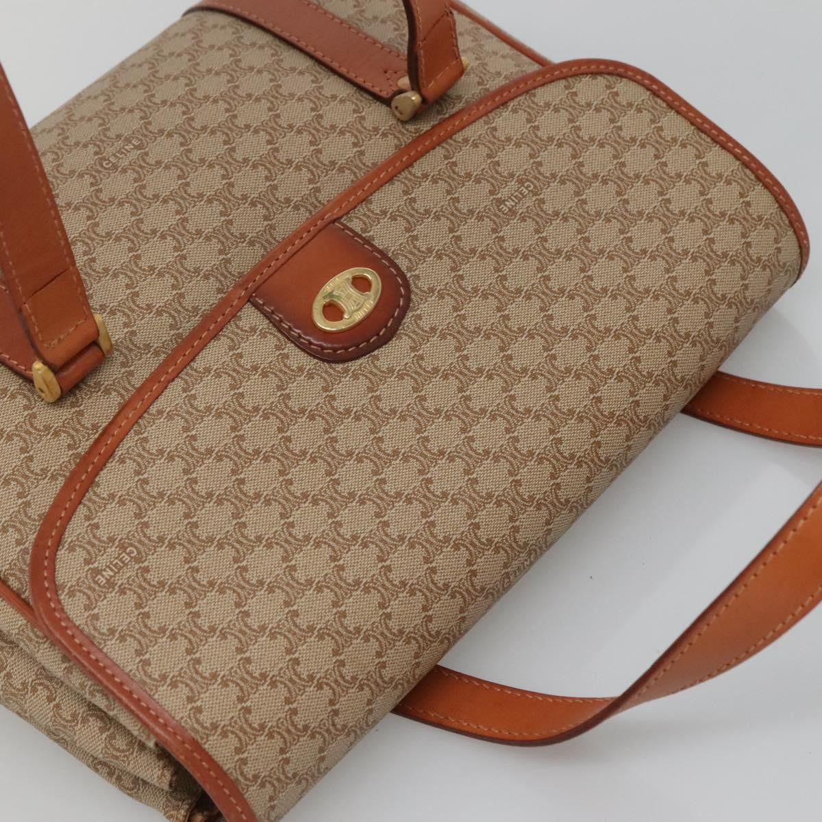 Celine Vintage Macadam Handbag Canvas and Leather, Beige, Canvas, Handbag