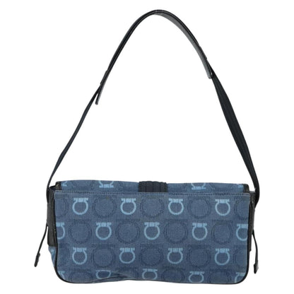 Salvatore Ferragamo Gancini Shoulder Bag Canvas, NAVY, CANVAS, Shoulder bag