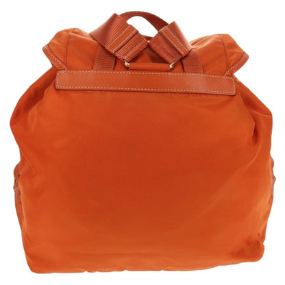 Prada Vela Double Front Pocket Backpack Tessuto with Saffiano Leather, ORANGE, NYLON, Backpack