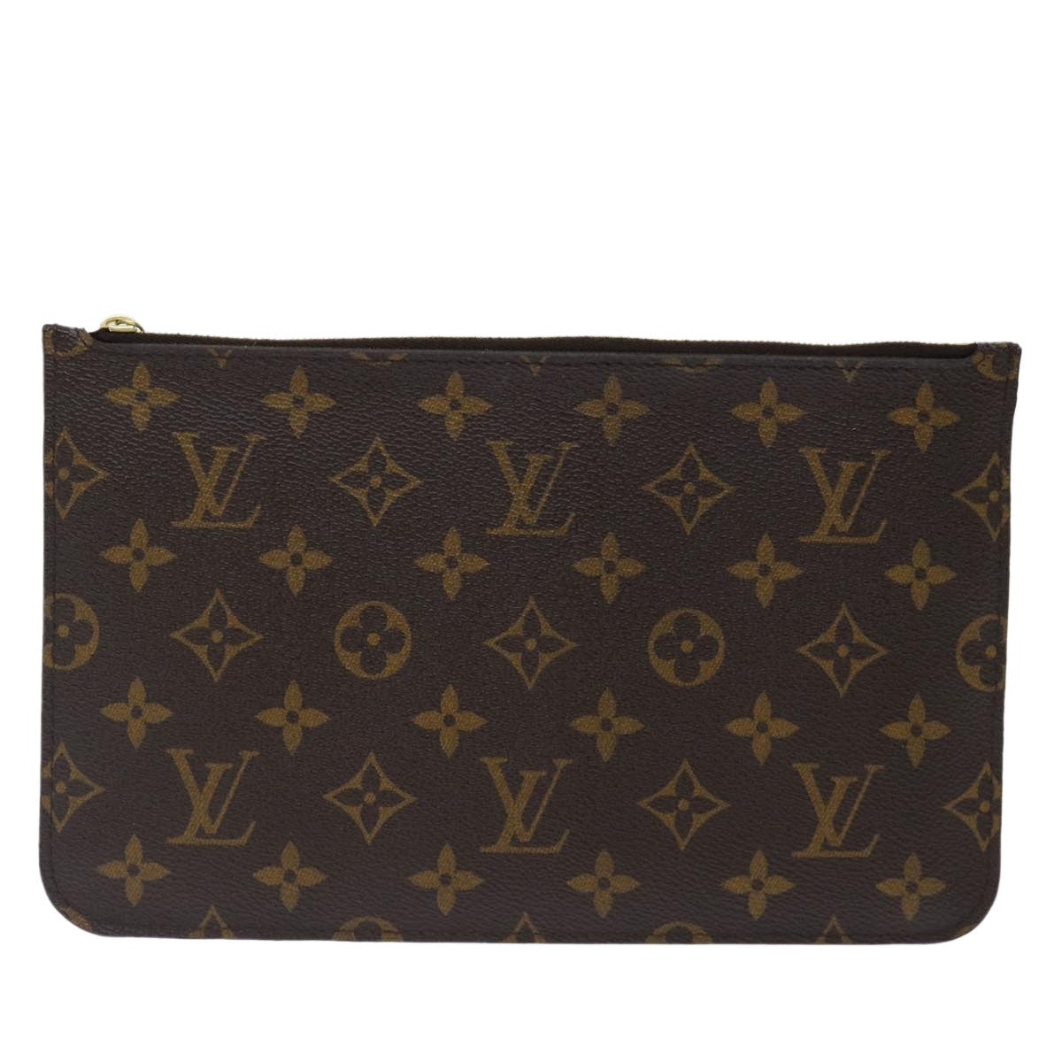 Louis Vuitton Neverfull Pochette Monogram Canvas, BROWN, CANVAS, Clutche & pouche