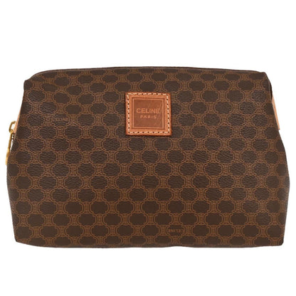 Celine Macadam Pochette Canvas and Leather, BROWN, CANVAS, Clutche & pouche